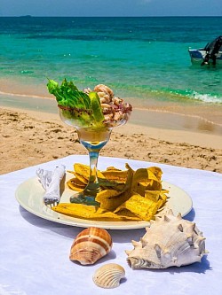 Ceviche peruano a orilla del mar